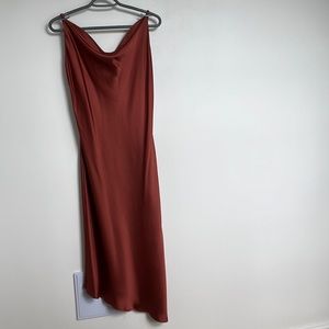 Petal + pup burnt orange dress with a side slit